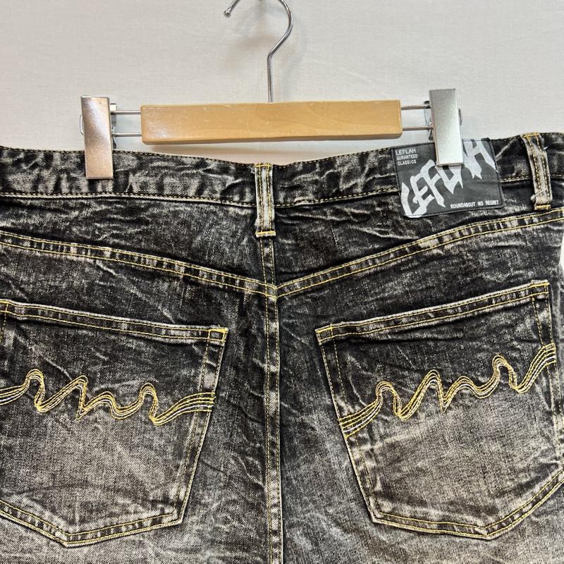 レフラー LEFLAH パンツ ショートパンツ ブラックデニム ショートパンツ ナンバリング XL メンズ USED 古着 中古 50163525