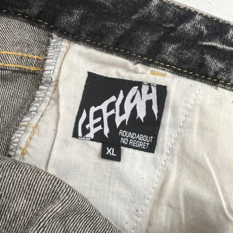 レフラー LEFLAH パンツ ショートパンツ ブラックデニム ショートパンツ ナンバリング XL メンズ USED 古着 中古 50163525