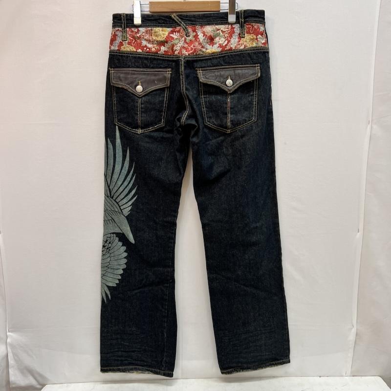 古着 USED パンツ デニム、ジーンズ 具夢 GUMU 鶴 桜 和柄 プリント 刺繍 デニムパンツ XL メンズ USED 古着 中古 50163532
