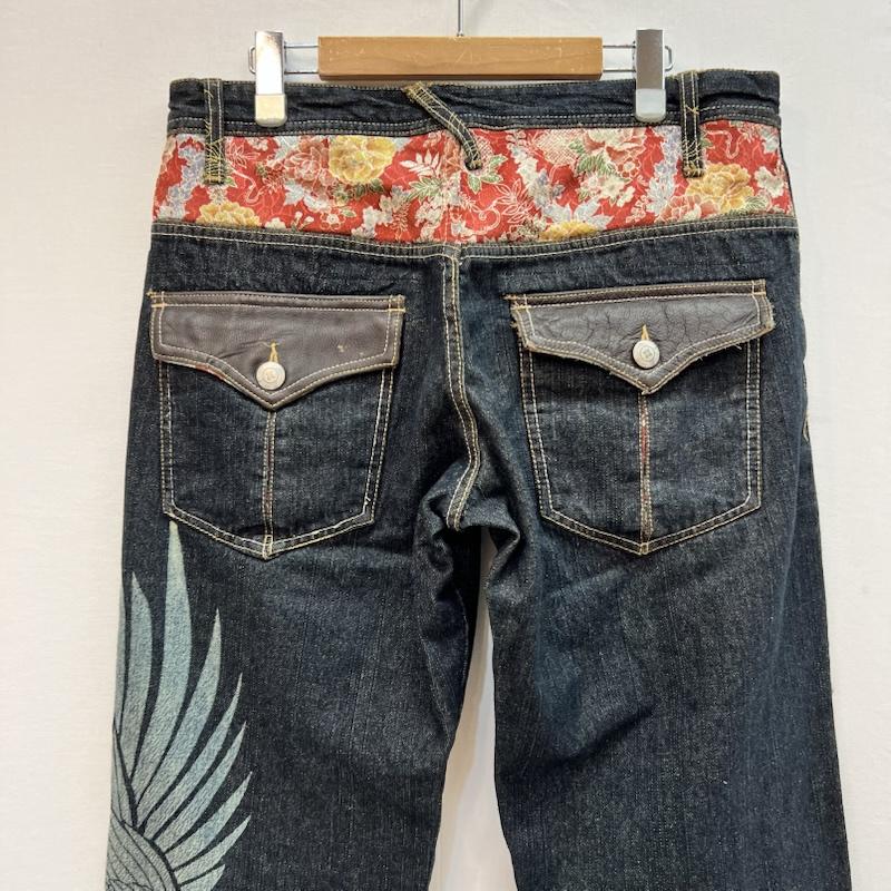 古着 USED パンツ デニム、ジーンズ 具夢 GUMU 鶴 桜 和柄 プリント 刺繍 デニムパンツ XL メンズ USED 古着 中古 50163532