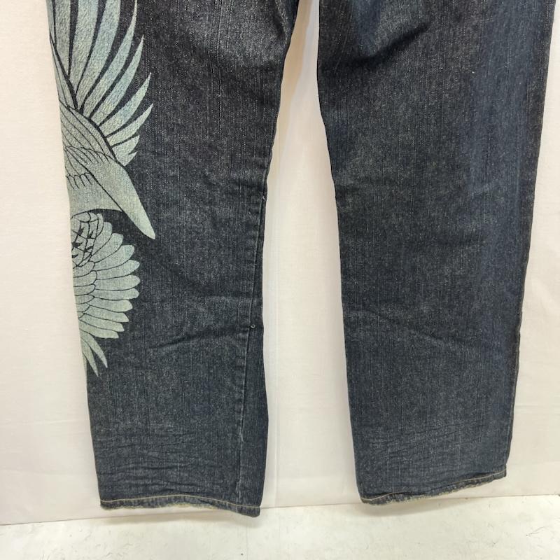 古着 USED パンツ デニム、ジーンズ 具夢 GUMU 鶴 桜 和柄 プリント 刺繍 デニムパンツ XL メンズ USED 古着 中古 50163532