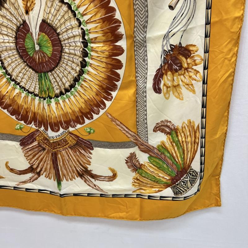 エルメス HERMES ファッション小物 スカーフ、ポケットチーフ カレ90 BRAZIL ブラジル シルク スカーフ フランス製 - 黄 / イエロー / yellow レディース USED 古着 中古 50163543