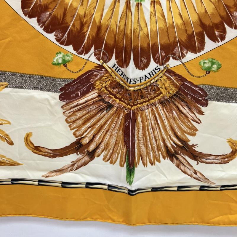 エルメス HERMES ファッション小物 スカーフ、ポケットチーフ カレ90 BRAZIL ブラジル シルク スカーフ フランス製 - 黄 / イエロー / yellow レディース USED 古着 中古 50163543
