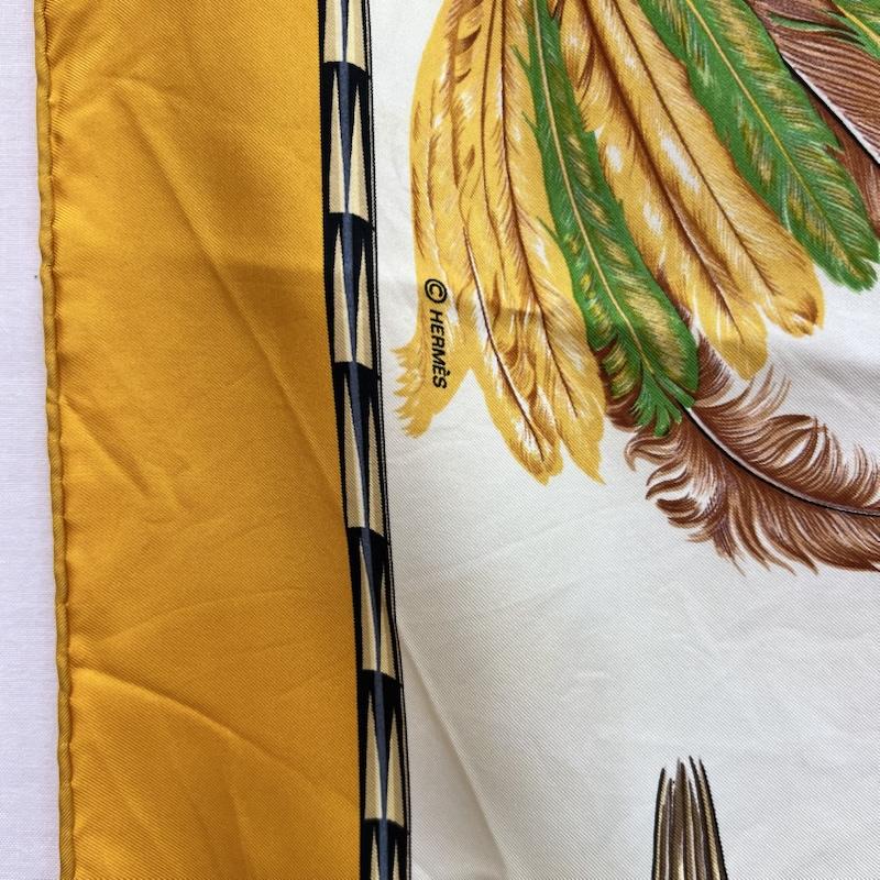 エルメス HERMES ファッション小物 スカーフ、ポケットチーフ カレ90 BRAZIL ブラジル シルク スカーフ フランス製 - 黄 / イエロー / yellow レディース USED 古着 中古 50163543
