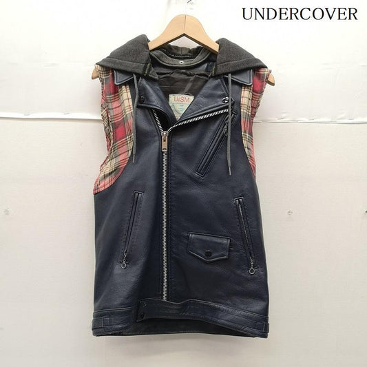 アンダーカバー UNDERCOVER ジャケット、上着 ライダース 09SS NEO BOY期 ドッキング レザー ライダース ベスト 3 紺 / ネイビー / navy メンズ USED 古着 中古 50163552