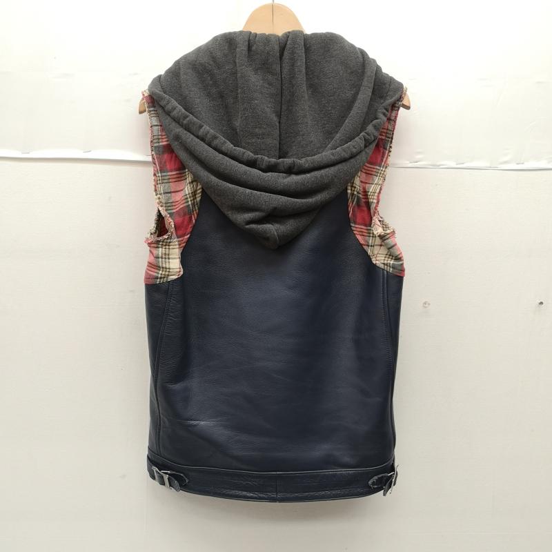 アンダーカバー UNDERCOVER ジャケット、上着 ライダース 09SS NEO BOY期 ドッキング レザー ライダース ベスト 3 紺 / ネイビー / navy メンズ USED 古着 中古 50163552