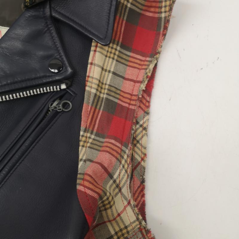 アンダーカバー UNDERCOVER ジャケット、上着 ライダース 09SS NEO BOY期 ドッキング レザー ライダース ベスト 3 紺 / ネイビー / navy メンズ USED 古着 中古 50163552