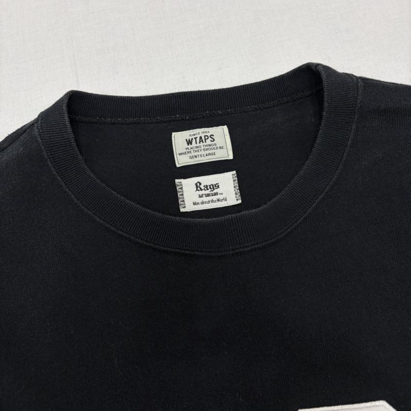 ダブルタップス WTAPS Tシャツ 半袖 Rags McGREGOR コラボ 半袖 フットボールシャツ Tシャツ ワッペン 刺繍 L ロゴ、文字 X 刺繍 黒 / ブラック / black X 白 / ホワイト / white X 灰 / グレー / gray メンズ USED 古着 中古 50163566