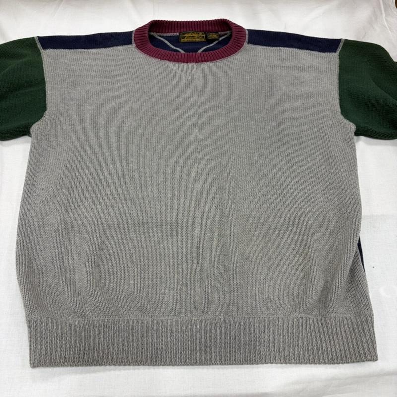 エディーバウアー Eddie Bauer ニット、セーター 長袖 90s ヴィンテージ 配色 切替 デザイン クルーネック セーター ニット プルオーバー アウトドア クレイジーパターン M 無地 マルチカラー / マルチカラー / multicolor メンズ USED 古着 中古 50163569