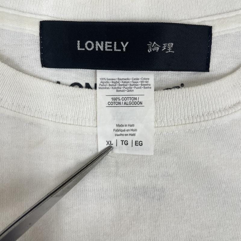 ロンリー LONELY論理 Tシャツ 半袖 病む街 ボックス ロゴ プリント デザイン Tシャツ カットソー XL 白 / ホワイト / white メンズ USED 古着 中古 50163571