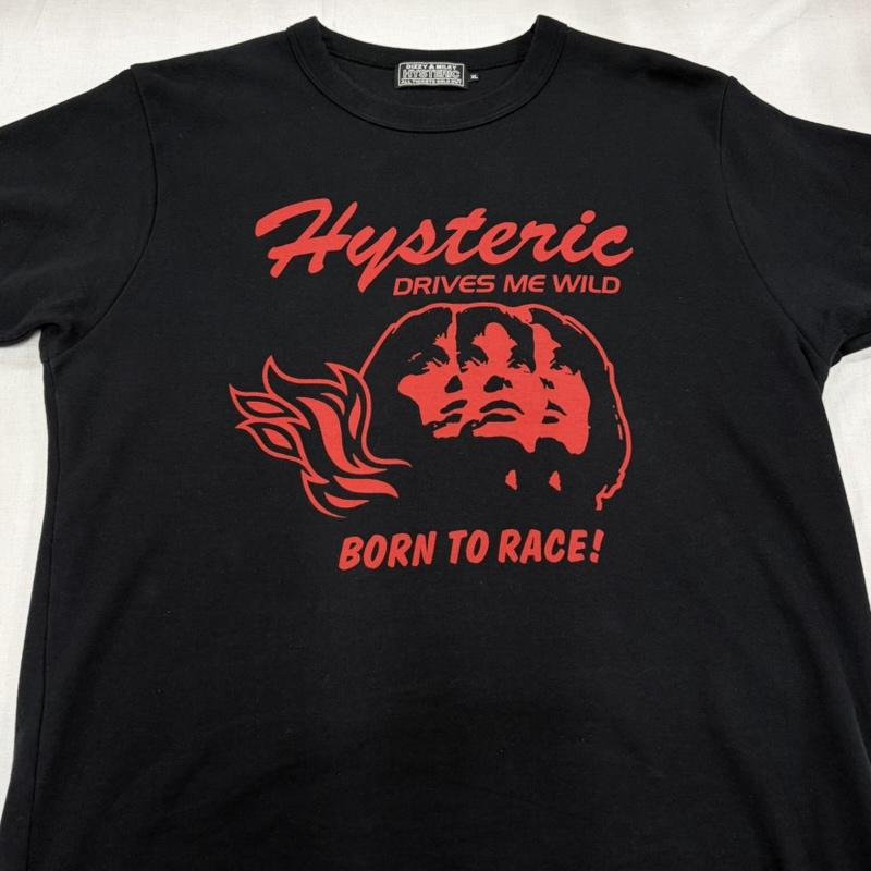 ヒステリックグラマー HYSTERIC GLAMOUR Tシャツ 半袖 半袖 グラフィック プリント ロゴ BORN TO RACE Tシャツ XL ロゴ、文字 X プリント 黒 / ブラック / black X 赤 / レッド / red メンズ USED 古着 中古 50163572