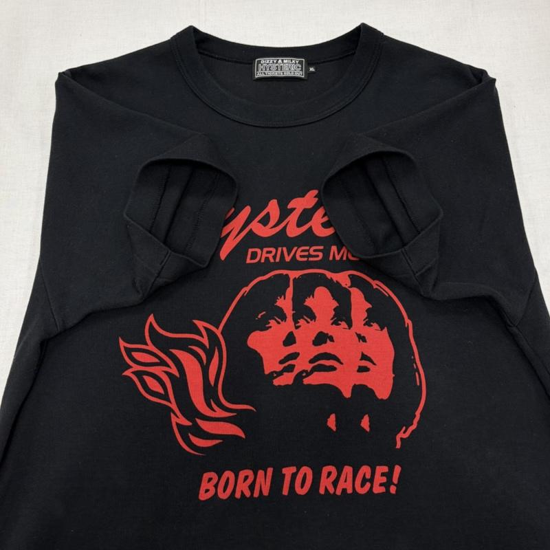 ヒステリックグラマー HYSTERIC GLAMOUR Tシャツ 半袖 半袖 グラフィック プリント ロゴ BORN TO RACE Tシャツ XL ロゴ、文字 X プリント 黒 / ブラック / black X 赤 / レッド / red メンズ USED 古着 中古 50163572