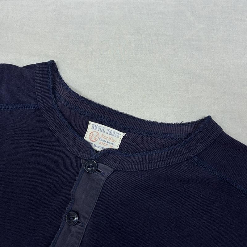 ジョーマッコイ JOE McCOY Tシャツ 長袖 BALLPARK ヘンリーネック 長袖 Tシャツ ロンT ロングリブ 38 紺 / ネイビー / navy メンズ USED 古着 中古 50163577