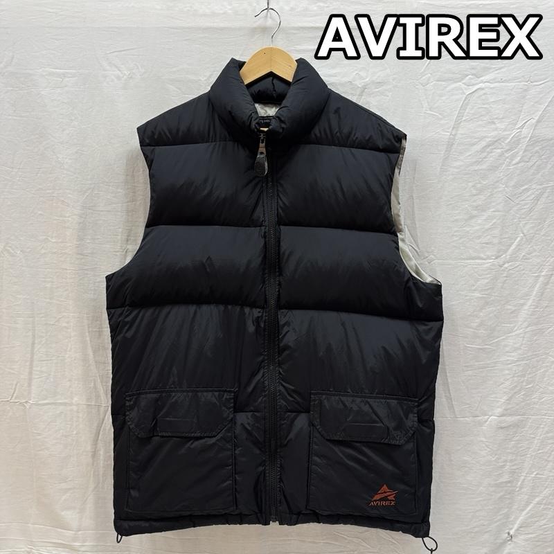アヴィレックス AVIREX ジャケット、上着 ダウンベスト ロゴ 刺繍 ナイロン ダウン ベスト ジャケット 6142097 L 黒 / ブラック / black メンズ USED 古着 中古 50163583