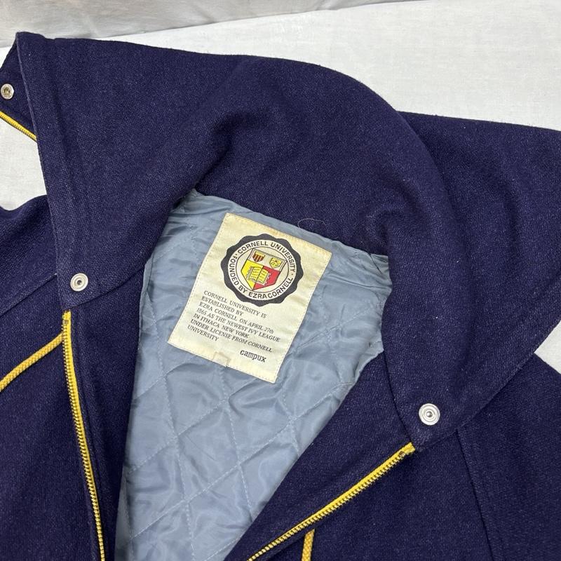 ヴィンテージ VINTAGE ジャケット、上着 ジャンパー、ブルゾン campux コーネル大学 ロゴ 刺繍 セーラーカラー フード スタジャン バーシティ ジャケット M 紺 / ネイビー / navy メンズ USED 古着 中古 50163590