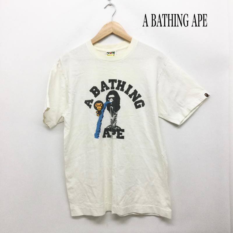 アベイシングエイプ A BATHING APE Tシャツ 半袖 APE BAPE マーライオン　BABY MILO tシャツ M ロゴ、文字 白 / ホワイト / white メンズ USED 古着 中古 50163591