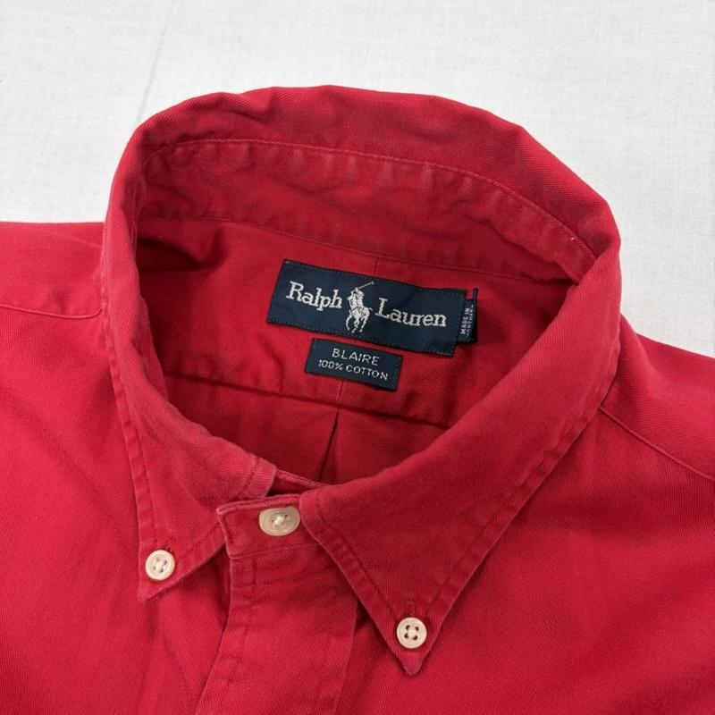ラルフローレン RALPHLAUREN シャツ、ブラウス 長袖 長袖 ボタンダウン ポニー刺繡 コットンシャツ BLAIRE M ワンポイント X ロゴ、文字 X 刺繍 赤 / レッド / red X 紺 / ネイビー / navy メンズ USED 古着 中古 50163595