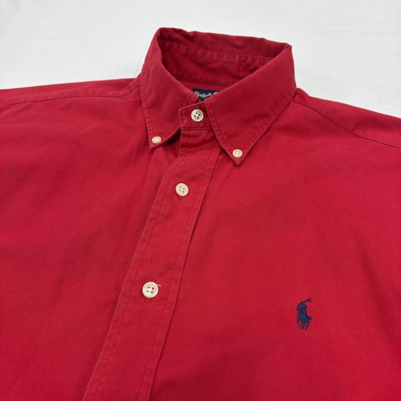 ラルフローレン RALPHLAUREN シャツ、ブラウス 長袖 長袖 ボタンダウン ポニー刺繡 コットンシャツ BLAIRE M ワンポイント X ロゴ、文字 X 刺繍 赤 / レッド / red X 紺 / ネイビー / navy メンズ USED 古着 中古 50163595