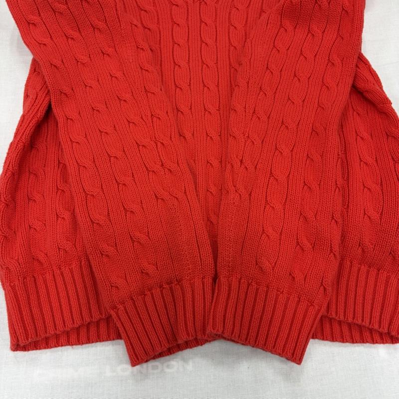 ラルフローレンスポーツ RALPH LAUREN SPORT ニット、セーター 長袖 Vネック ケーブルニット セーター ポニー刺繡 XL ワンポイント X ロゴ、文字 X 刺繍 赤 / レッド / red X 紫 / パープル / purple メンズ USED 古着 中古 50163596