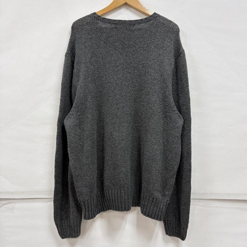 ポロラルフローレン POLO RALPH LAUREN ニット、セーター 長袖 90s クルーネック ポニー刺繡 ニット セーター ヴィンテージ コットン リネン XXL ワンポイント X ロゴ、文字 X 刺繍 灰 / グレー / gray メンズ USED 古着 中古 50163597
