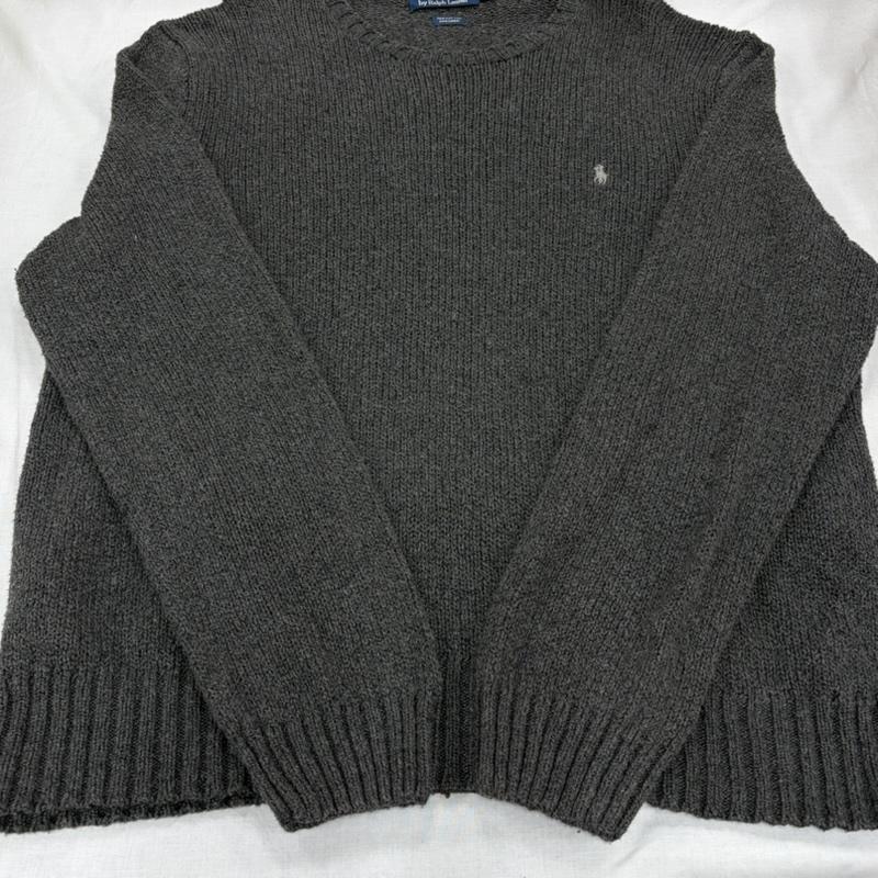 ポロラルフローレン POLO RALPH LAUREN ニット、セーター 長袖 90s クルーネック ポニー刺繡 ニット セーター ヴィンテージ コットン リネン XXL ワンポイント X ロゴ、文字 X 刺繍 灰 / グレー / gray メンズ USED 古着 中古 50163597