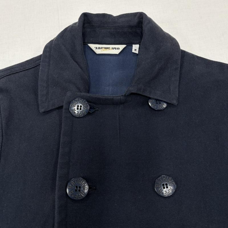 アベイシングエイプ A BATHING APE ジャケット、上着 ジャケット、ブレザー スウェット Pコート ジャケット ロゴ ボタン M 無地 紺 / ネイビー / navy メンズ USED 古着 中古 50163601