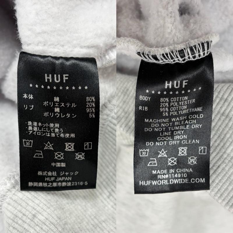 ハフ HUF トレーナー 長袖 長袖 ハーフジップ スウェット トレーナー サークルロゴ 刺繍 L ワンポイント X ロゴ、文字 X 刺繍 灰 / グレー / gray X 紺 / ネイビー / navy メンズ USED 古着 中古 50163602