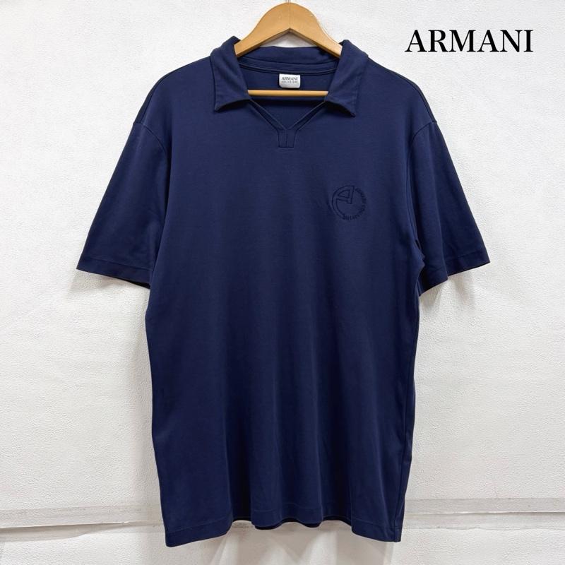 アルマーニコレッツォーニ ARMANI COLLEZIONI ポロシャツ 半袖 半袖 ポロシャツ Vネック ロゴ 刺繍 XL 無地 X ロゴ、文字 X 刺繍 紺 / ネイビー / navy メンズ USED 古着 中古 50163604