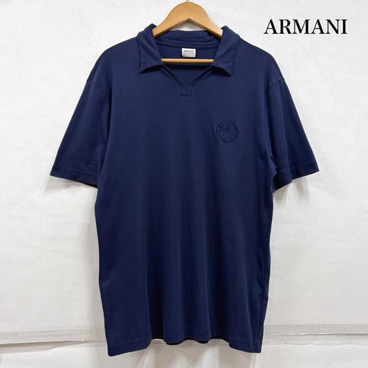 アルマーニコレッツォーニ ARMANI COLLEZIONI ポロシャツ 半袖 半袖 ポロシャツ Vネック ロゴ 刺繍 XL 無地 X ロゴ、文字 X 刺繍 紺 / ネイビー / navy メンズ USED 古着 中古 50163604