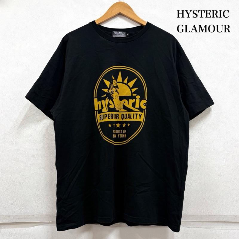 ヒステリックグラマー HYSTERIC GLAMOUR Tシャツ 半袖 半袖 ロゴ グラフィック プリント Tシャツ XL ロゴ、文字 X プリント 黒 / ブラック / black X マスタード / マスタード / メンズ USED 古着 中古 50163606
