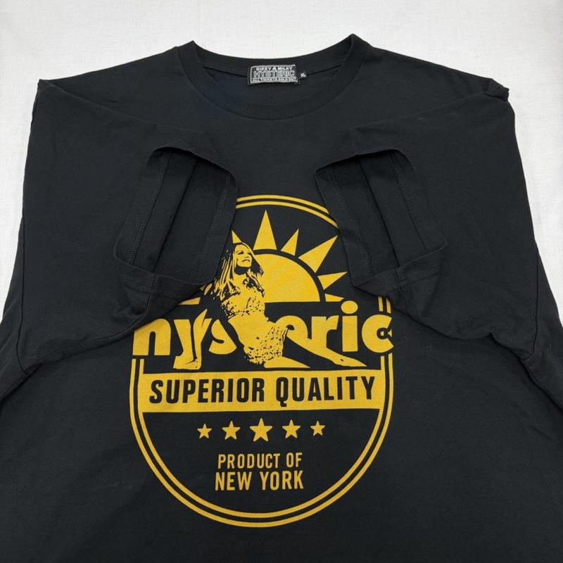 ヒステリックグラマー HYSTERIC GLAMOUR Tシャツ 半袖 半袖 ロゴ グラフィック プリント Tシャツ XL ロゴ、文字 X プリント 黒 / ブラック / black X マスタード / マスタード / メンズ USED 古着 中古 50163606