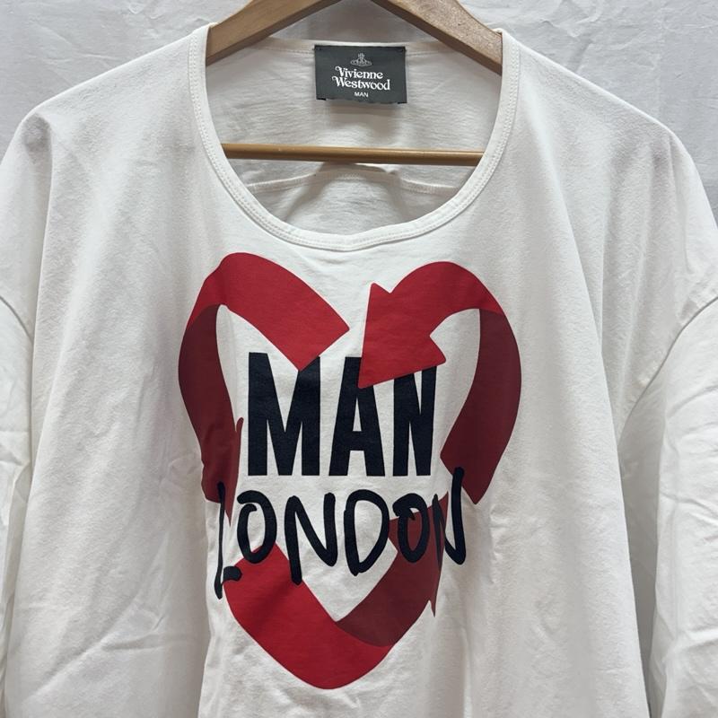 ヴィヴィアンウエストウッドマン Vivienne Westwood MAN Tシャツ 半袖 MAN LONDON ハート プリント ビッグシルエット Tシャツ 半袖 VW-LP-79424 FREE 白 / ホワイト / white メンズ USED 古着 中古 50163607