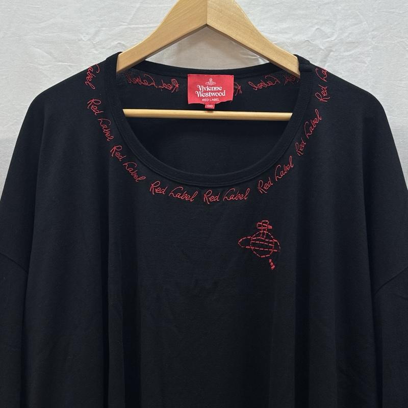 ヴィヴィアン ウエストウッド レッドレーベル Vivienne Westwood red label ワンピース ロングスカート クルーネック ロゴ オーブ 刺繍 ビッグシルエット ロング Tシャツ ワンピース - 黒 / ブラック / black レディース USED 古着 中古 50163609