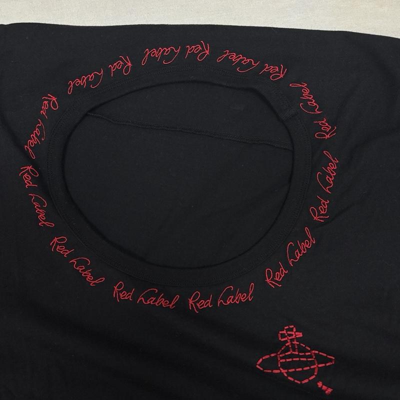ヴィヴィアン ウエストウッド レッドレーベル Vivienne Westwood red label ワンピース ロングスカート クルーネック ロゴ オーブ 刺繍 ビッグシルエット ロング Tシャツ ワンピース - 黒 / ブラック / black レディース USED 古着 中古 50163609