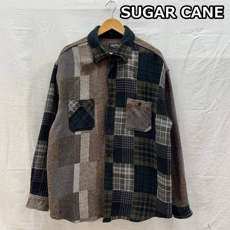 シュガーケーン SUGAR CANE シャツ、ブラウス 長袖 SC29205 ツイードパッチワーク グラデーションチェック ワーク シャツ XL メンズ USED 古着 中古 50163613