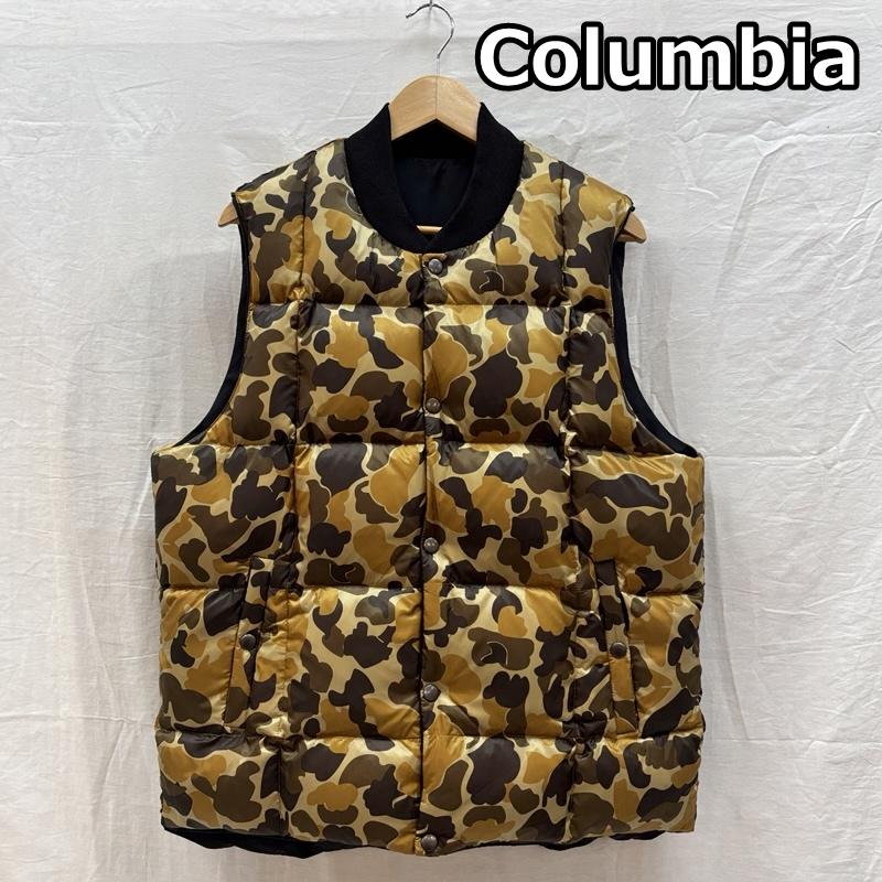 コロンビア Columbia ジャケット、上着 ダウンベスト PM5671 リバーシブル カモフラ迷彩 無地 ナイロン ダウン ベスト L 無地 X カモフラージュ柄・迷彩 メンズ USED 古着 中古 50163616