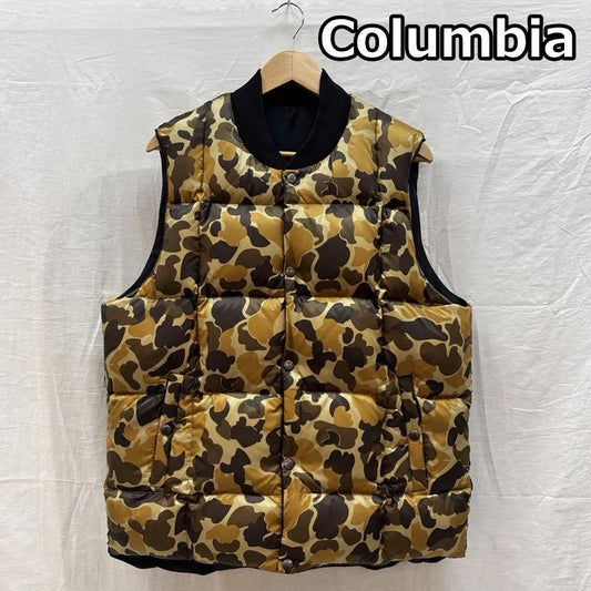 コロンビア Columbia ジャケット、上着 ダウンベスト PM5671 リバーシブル カモフラ迷彩 無地 ナイロン ダウン ベスト L 無地 X カモフラージュ柄・迷彩 メンズ USED 古着 中古 50163616