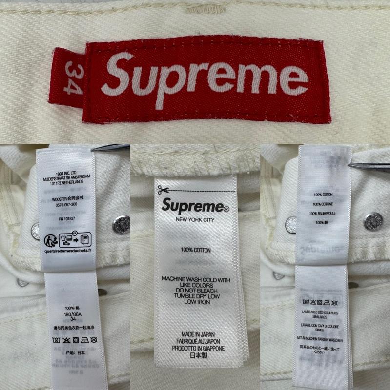 シュプリーム Supreme パンツ デニム、ジーンズ Regular Jean ボタンフライ ホワイト デニム パンツ 34インチ 白 / ホワイト / white メンズ USED 古着 中古 50163627