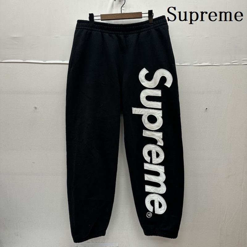 シュプリーム Supreme パンツ ワークパンツ、ペインターパンツ Satin Applique Sweatpant ロゴ スウェット パンツ L 黒 / ブラック / black メンズ USED 古着 中古 50163630