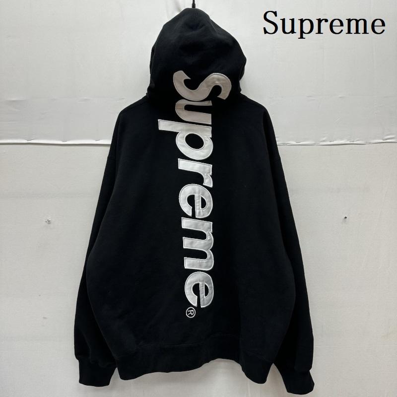 シュプリーム Supreme パーカー 長袖 Satin Applique Hooded Sweatshirt バック ロゴ パーカー XL 黒 / ブラック / black メンズ USED 古着 中古 50163631