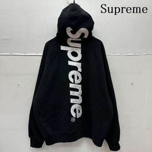 シュプリーム Supreme パーカー 長袖 Satin Applique Hooded Sweatshirt バック ロゴ パーカー XL 黒 / ブラック / black メンズ USED 古着 中古 50163631