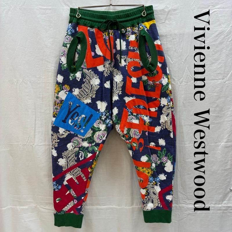 ヴィヴィアンウエストウッドマン Vivienne Westwood MAN パンツ サルエルパンツ オーブ 刺繍 総柄 イージー サルエル スウェットパンツ サンプル品 46 メンズ USED 古着 中古 50163658