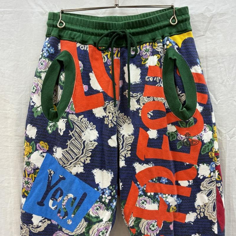 ヴィヴィアンウエストウッドマン Vivienne Westwood MAN パンツ サルエルパンツ オーブ 刺繍 総柄 イージー サルエル スウェットパンツ サンプル品 46 メンズ USED 古着 中古 50163658