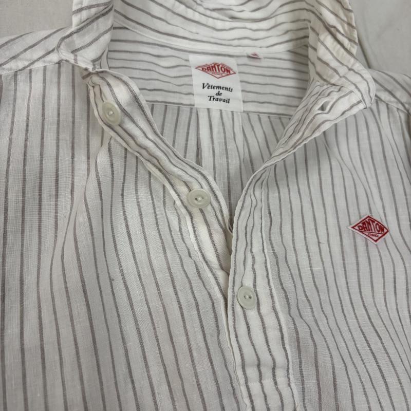 ダントン Danton シャツ、ブラウス 半袖 リネン ストライプ プルオーバーシャツ 36 36 メンズ USED 古着 中古 50163665