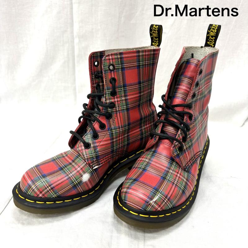 ドクターマーチン Dr.Martens ブーツ ロングブーツ CLEMENCY 8ホールブーツ タータンチェック 1460 UK：5 レディース USED 古着 中古 50163668
