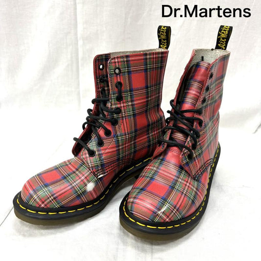 ドクターマーチン Dr.Martens ブーツ ロングブーツ CLEMENCY 8ホールブーツ タータンチェック 1460 UK：5 レディース USED 古着 中古 50163668