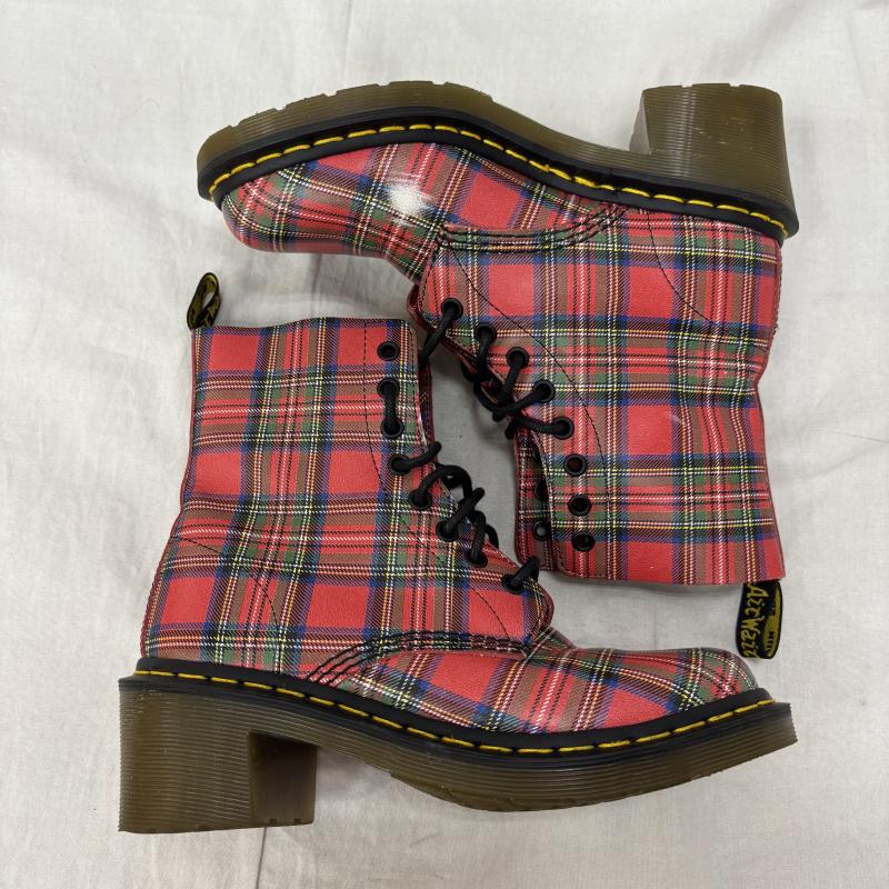 ドクターマーチン Dr.Martens ブーツ ロングブーツ CLEMENCY 8ホールブーツ タータンチェック 1460 UK：5 レディース USED 古着 中古 50163668