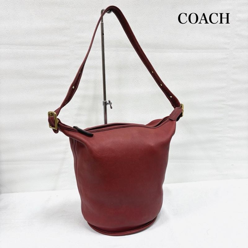 コーチ COACH ショルダーバッグ ショルダーバッグ OLD オールド バケツ型 レザー ショルダーバッグ ロゴ チャーム - 無地 ボルドー / ボルドー / レディース USED 古着 中古 50163674