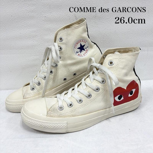 プレイコムデギャルソン PLAY COMME des GARCONS スニーカー スニーカー CONVERSE コンバース ALL STAR オールスター コラボ ハイカット スニーカー ロゴ プリント チャックテイラー 26.0cm ロゴ、文字 X プリント アイボリー / アイボリー / X 赤 / レッド / red X 黒 / ブラック / black メンズ USED 古着 中古 50163675
