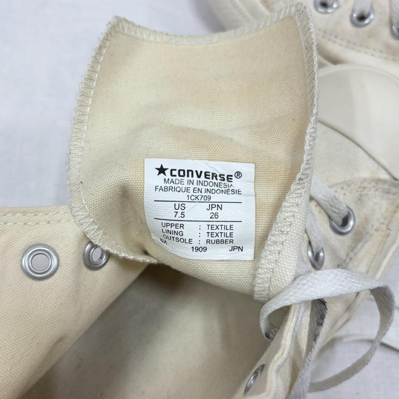 プレイコムデギャルソン PLAY COMME des GARCONS スニーカー スニーカー CONVERSE コンバース ALL STAR オールスター コラボ ハイカット スニーカー ロゴ プリント チャックテイラー 26.0cm ロゴ、文字 X プリント アイボリー / アイボリー / X 赤 / レッド / red X 黒 / ブラック / black メンズ USED 古着 中古 50163675